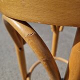 Tabouret haut de bar en bois courbé et cannage