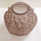 Art Deco ball vase, frosted violet glass