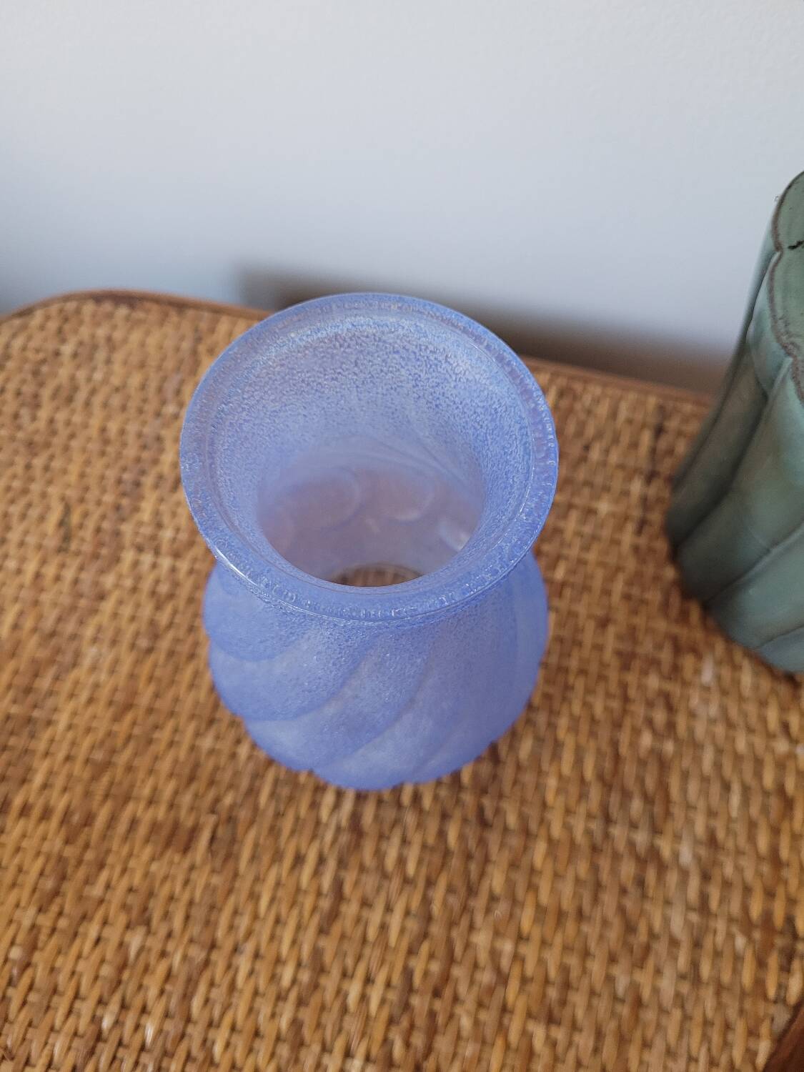 Small blue granite bulb vase