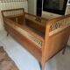 Vintage bed in wood and caning – 1950s/60s, signed workshop