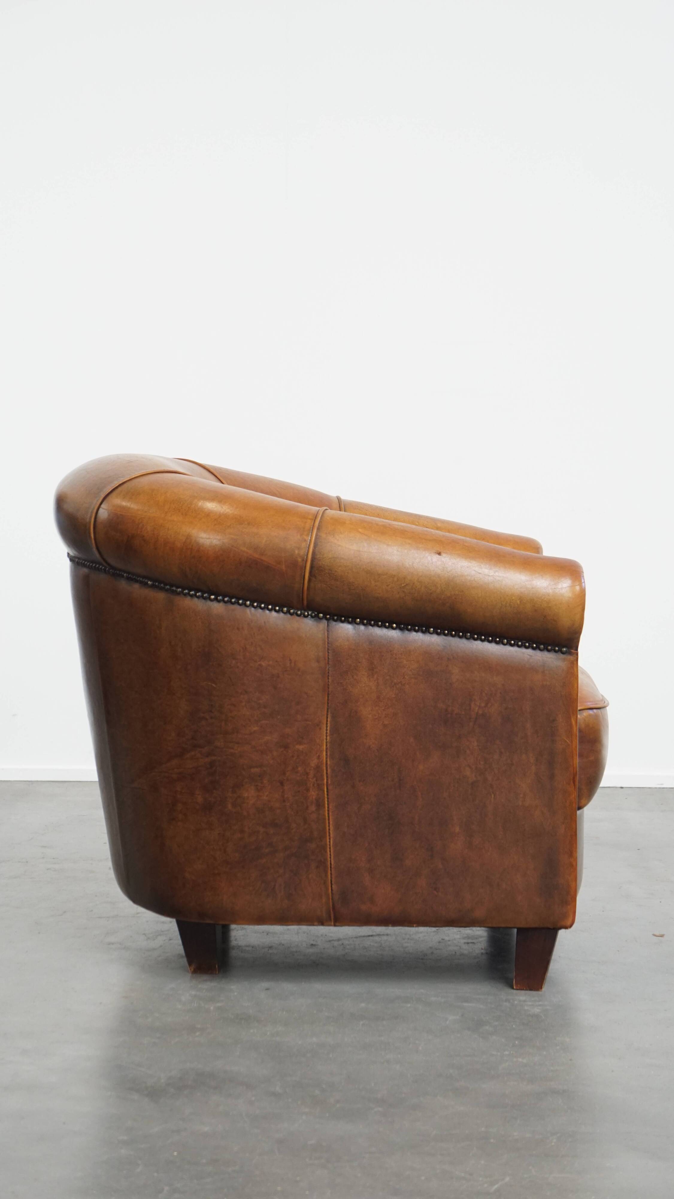 Sheepskin leather club chair