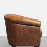 Sheepskin leather club chair
