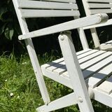 Folding slatted garden armchairs
