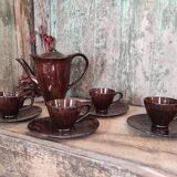 Mid Century French coffee set for 4, faïence Salins, model Bahamas
