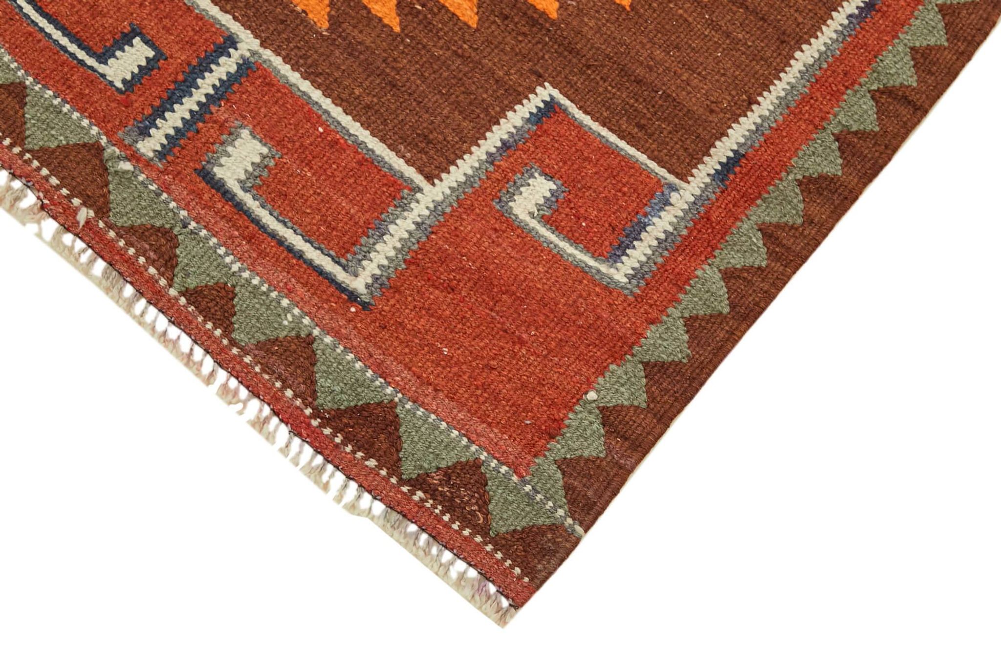 Turkish Handwoven Vintage Herki Kilim 90 cm x 318 cm