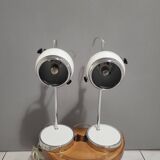 White and chrome metal eye ball lamps
