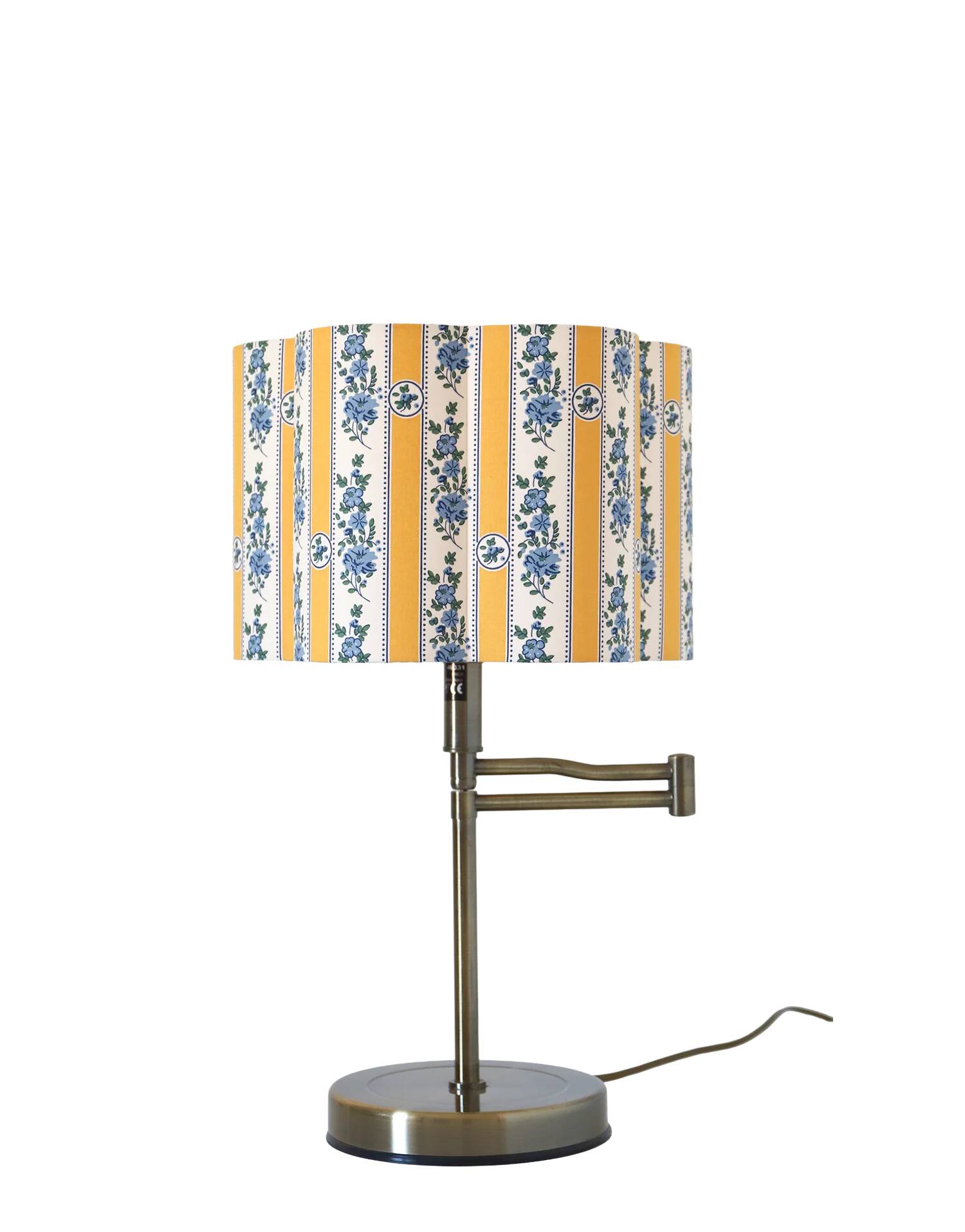 Recycled vintage lamp — with a swivel arm, fluted floral shade