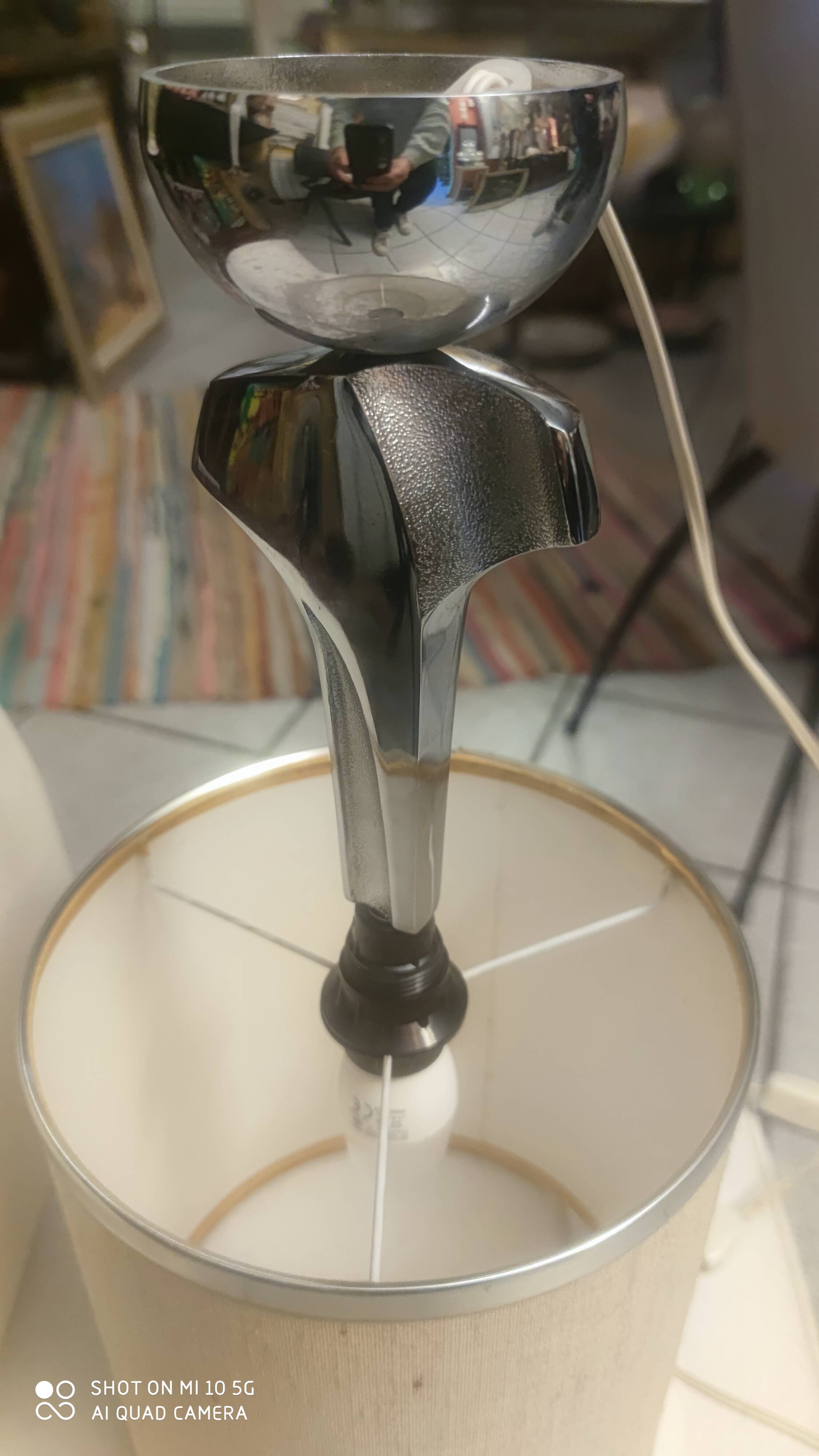 Chrome-plated metal lamp circa 1970