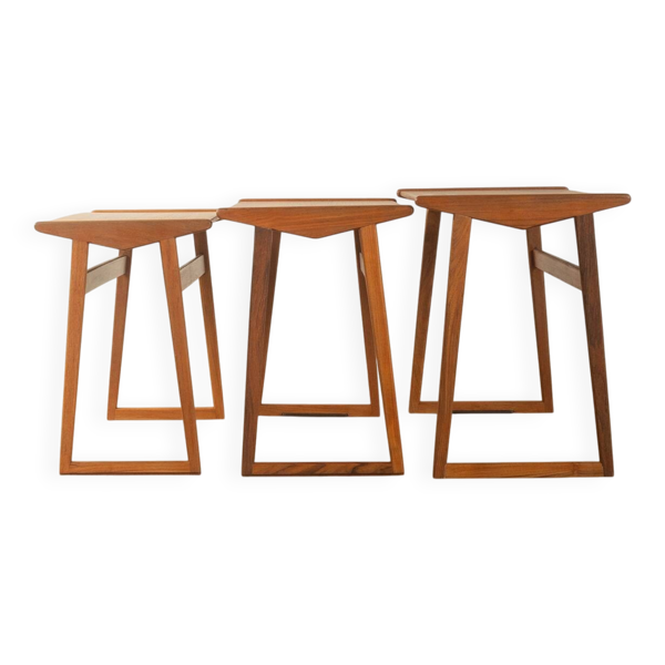 Tables gigognes classiques des années 1960, teck, ensemble de 3, Danemark