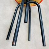 Vintage 50s screw stool in red faux leather