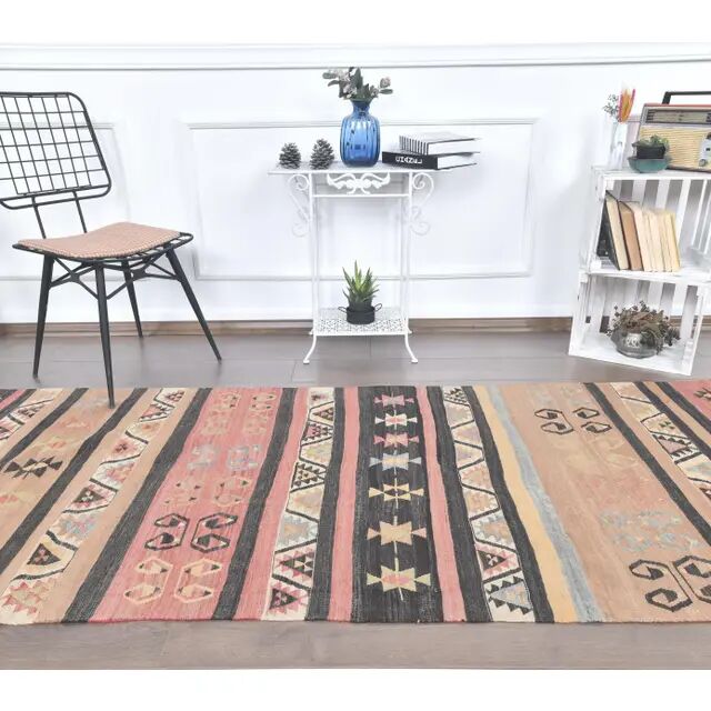 1970s Turkish runner handwoven wool flatweave kilim rug  102x340