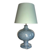 Iridescent blue ceramic lamp from the 80s