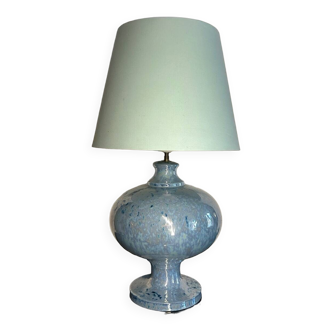 Iridescent blue ceramic lamp from the 80s