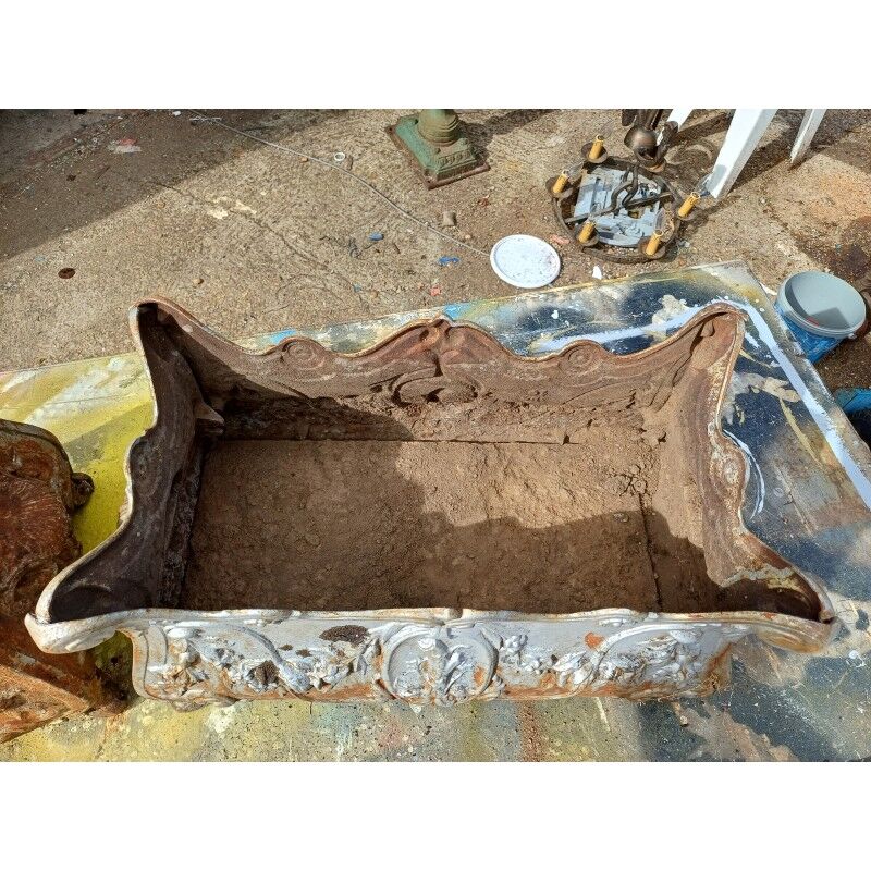 Pair of enamelled cast iron planters from 1900 from Charleville-Mézières