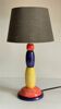 Lampe en pierre d'albâtre bleue, jaune et rouge, années 80