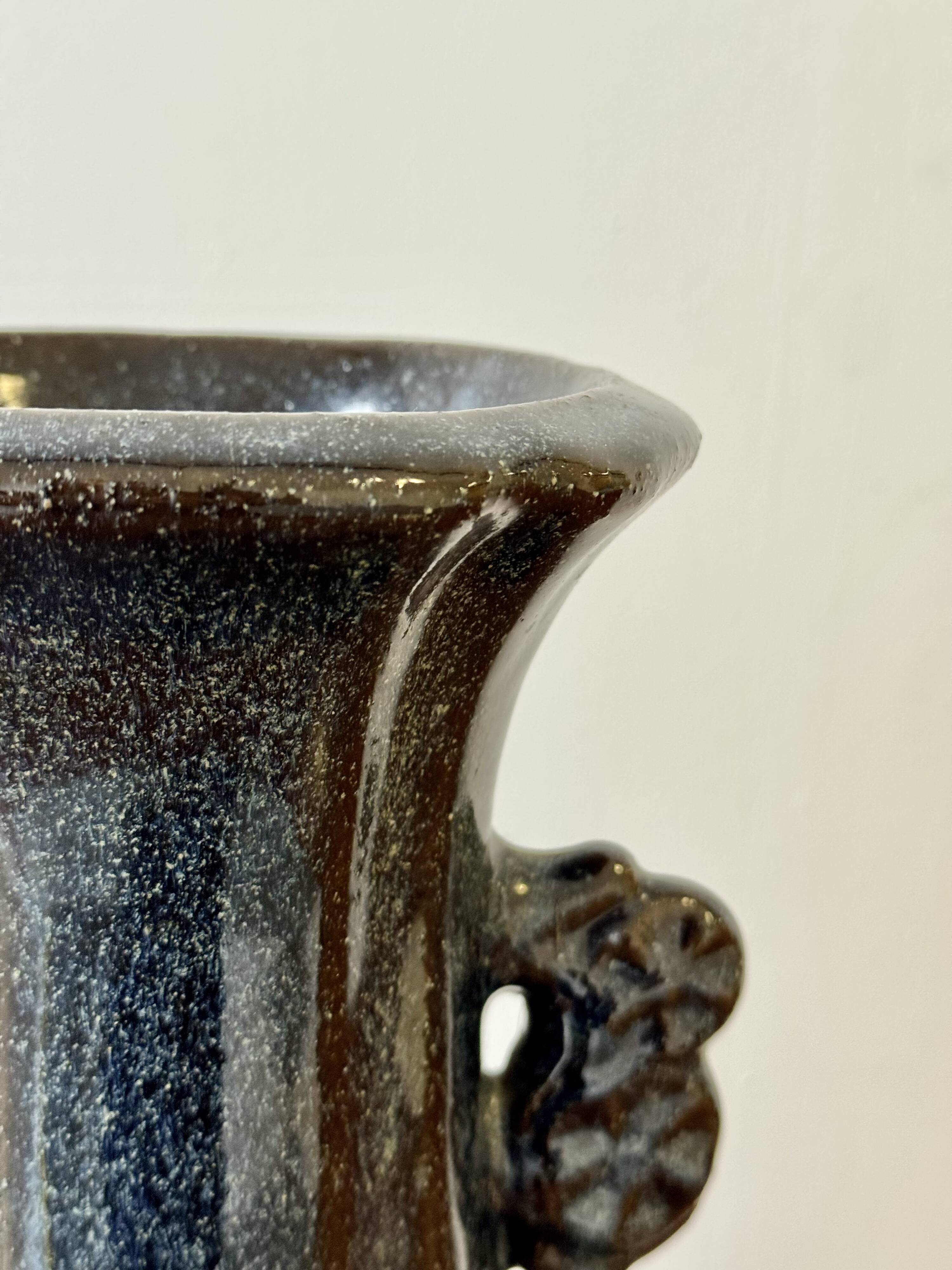 Chinese Studio Pottery Vase with Flambe Glaze