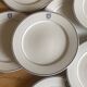 Set of 11 large flat plates – White porcelain with blue rim – Pillivuyt, 31 cm