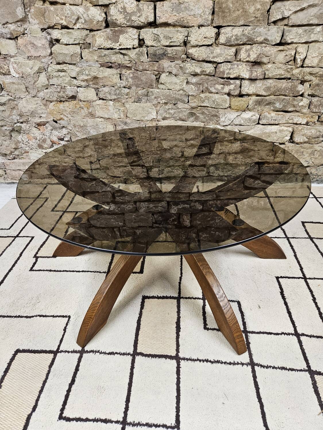 Table basse brutalist vintage 1970"