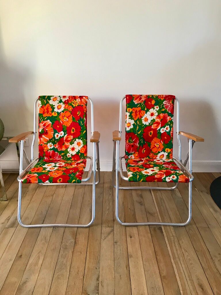 Paire de chaises de camping à fleurs vitaminées 70