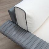 Vintage 3-seater sofa by Marzio Cecchi in ribbed leather 1970s