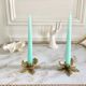 Pair of brass flower candle holders