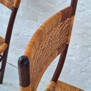 Four teak dining chairs with patinated cane after Gio Ponti, Italy 1960s