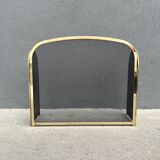 1960s brass fireplace screen, vintage spark guard
