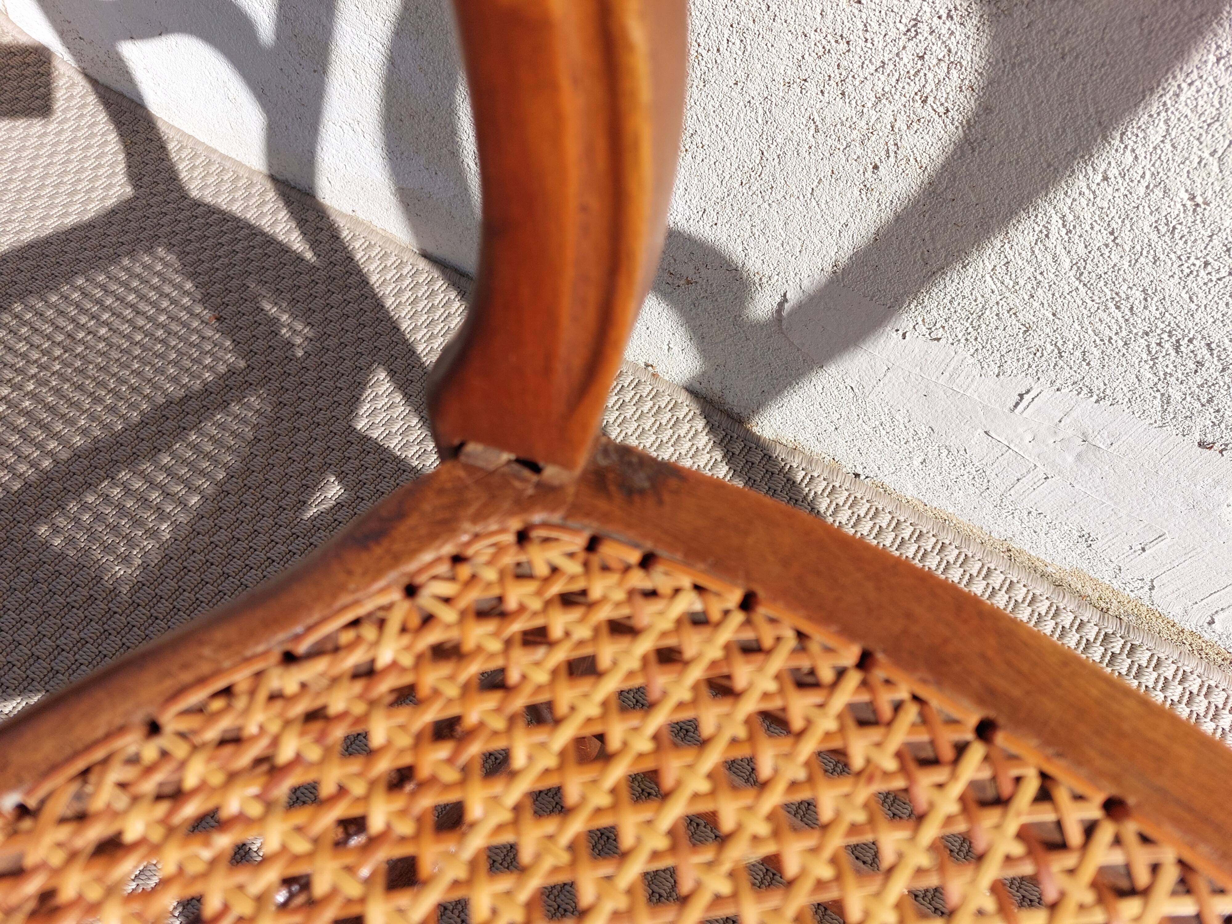 pair of Art Nouveau chairs, cane and faux leather