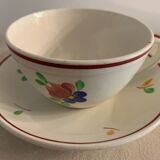 2 cups and 2 sub cups old earthenware Gien model Mireille
