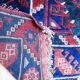 Carpet point knotted velvet wool blue red white 124 cm x 202 cm vintage