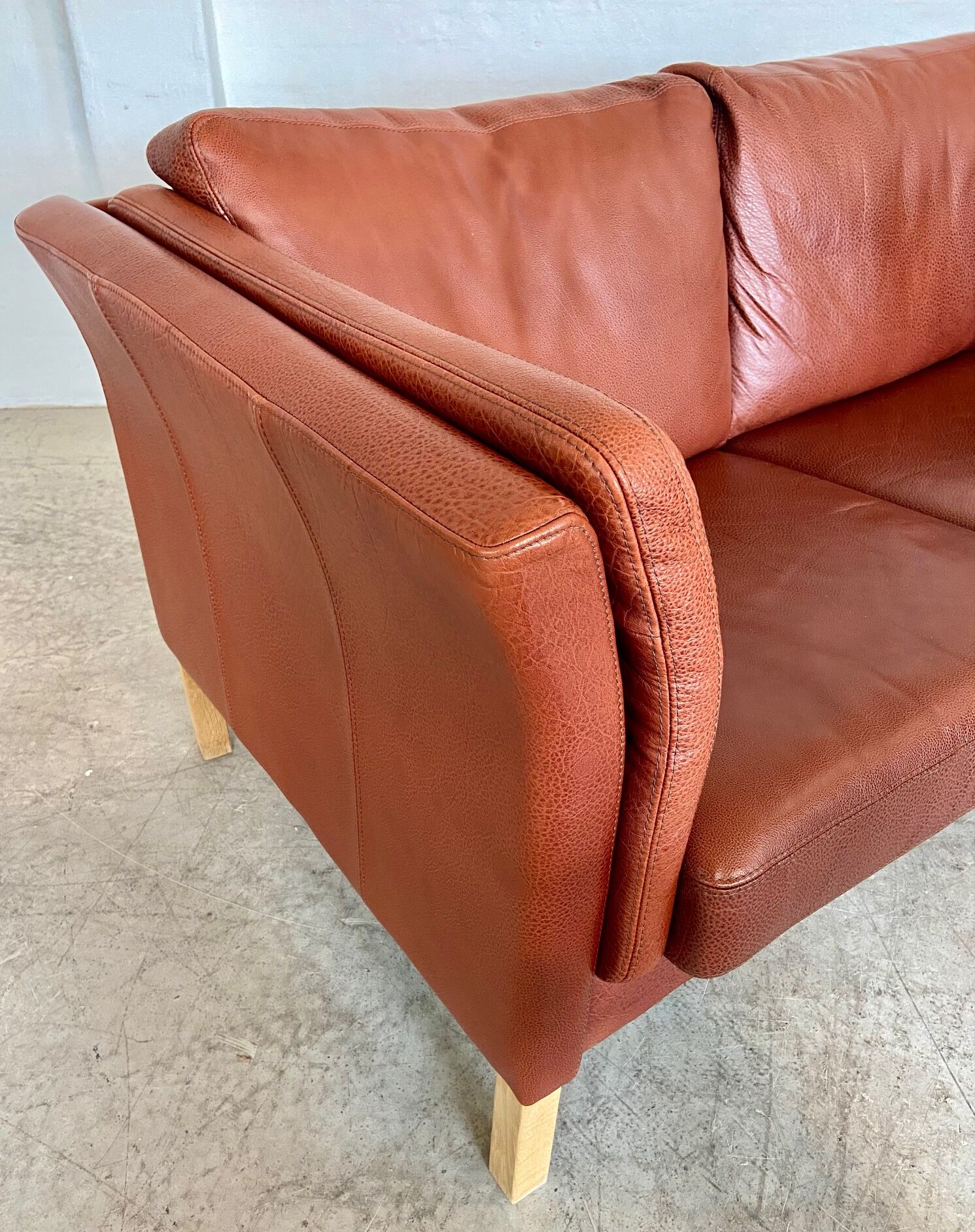 Canapé vintage danois rétro Skalma pour 2 personnes en cuir cognac