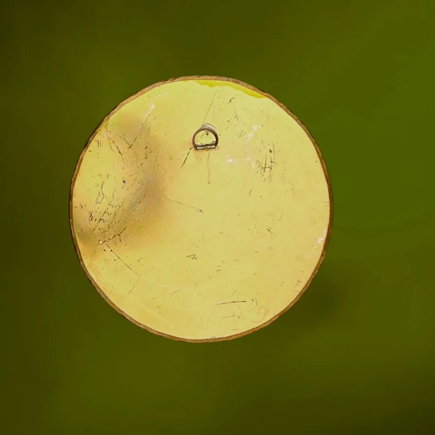 Vintage round brass wall mirror, handmade, diameter 26 cm.