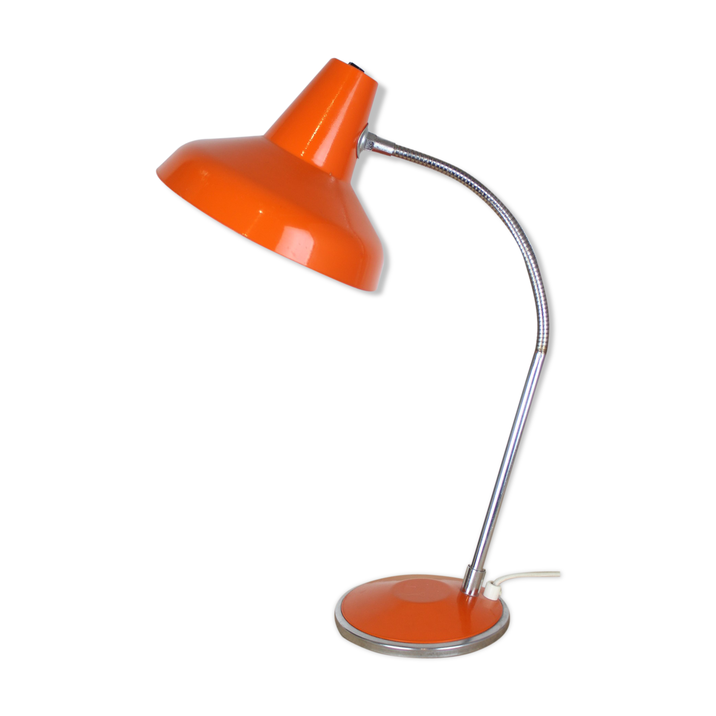Orange and chrome metal desk lamp
