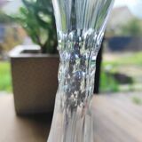Soliflore en verre taillé et étain italien sculpté PELTRO vintage