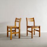 Set of 5 French Vintage Mid Century Dining Chairs in Elm, 1960s