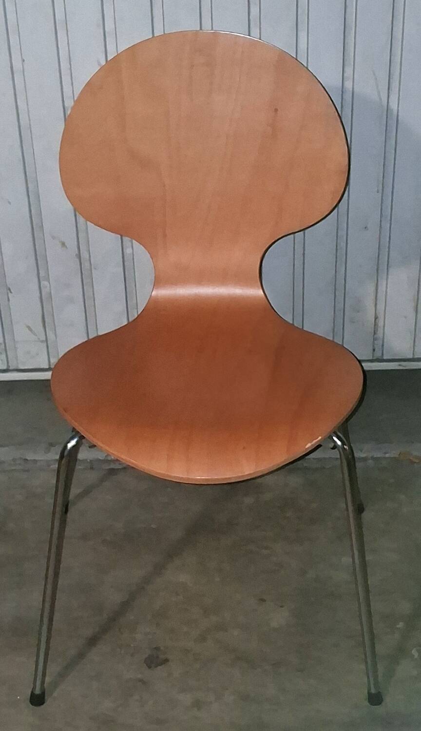 Ant chair design ETNE, wood and chrome metal