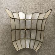 Set of two vintage mother-of-pearl and brass wall lamps