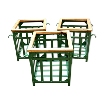 3 old transport crates plant an orange crate riveted steel 1900