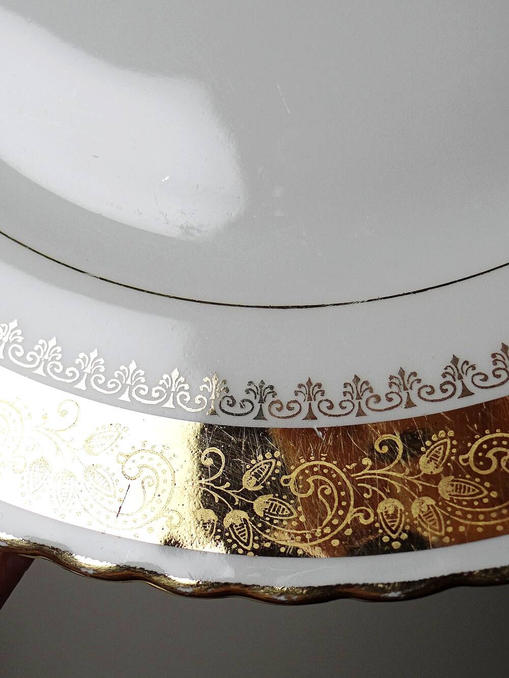 Set of 6 vintage flat plates ADP L Royal Limoges, gilded porcelain - 2