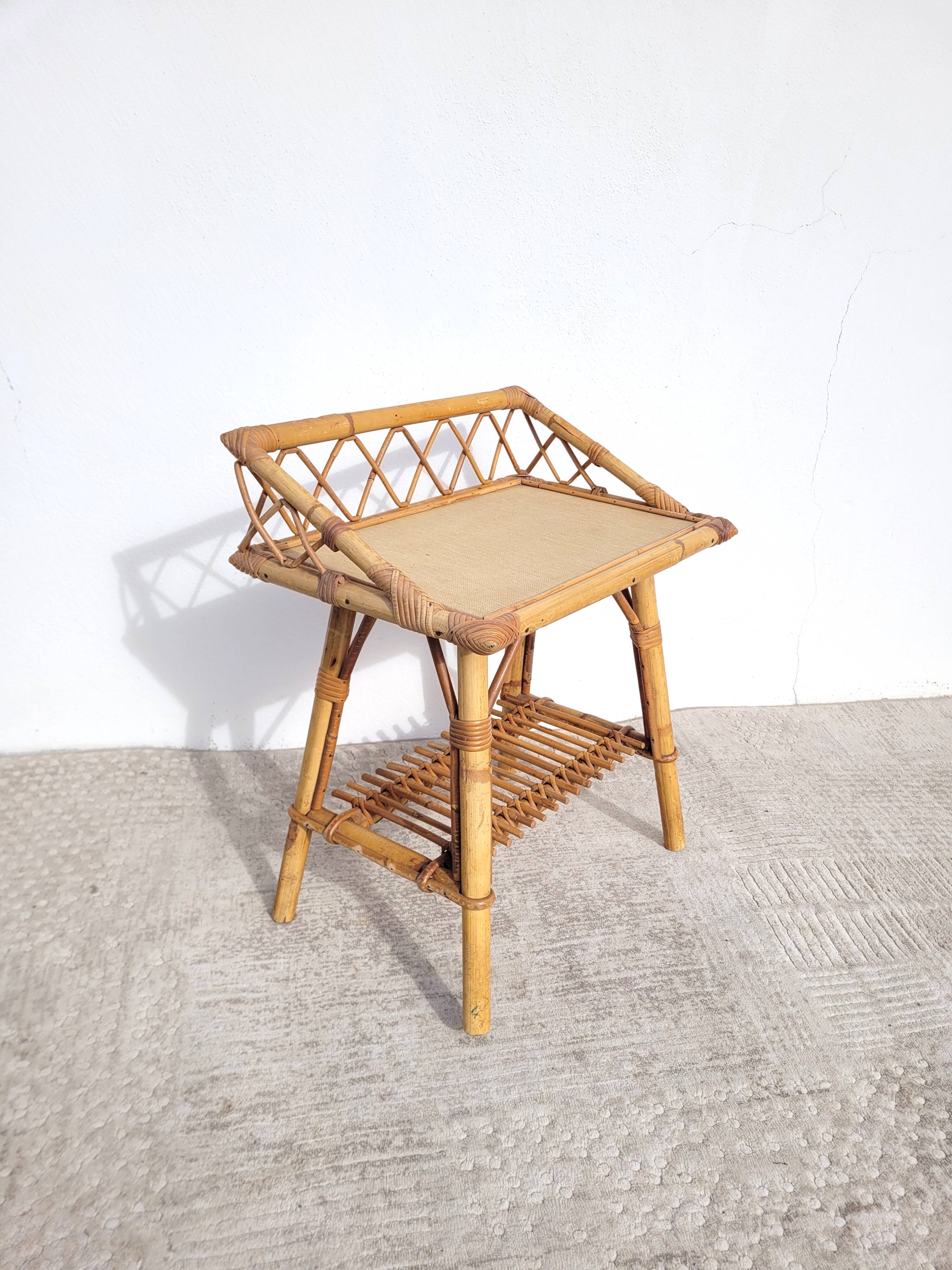 Rattan bedside table circa 1970
