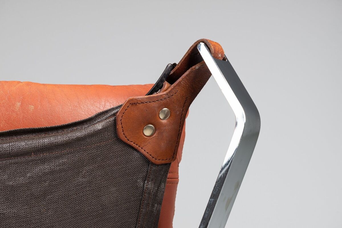 Sigurd Ressell Falcon lounge chair leather and metal Vatne Norway 1970