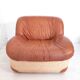 Four vintage armchairs, leather and fabric, 70s