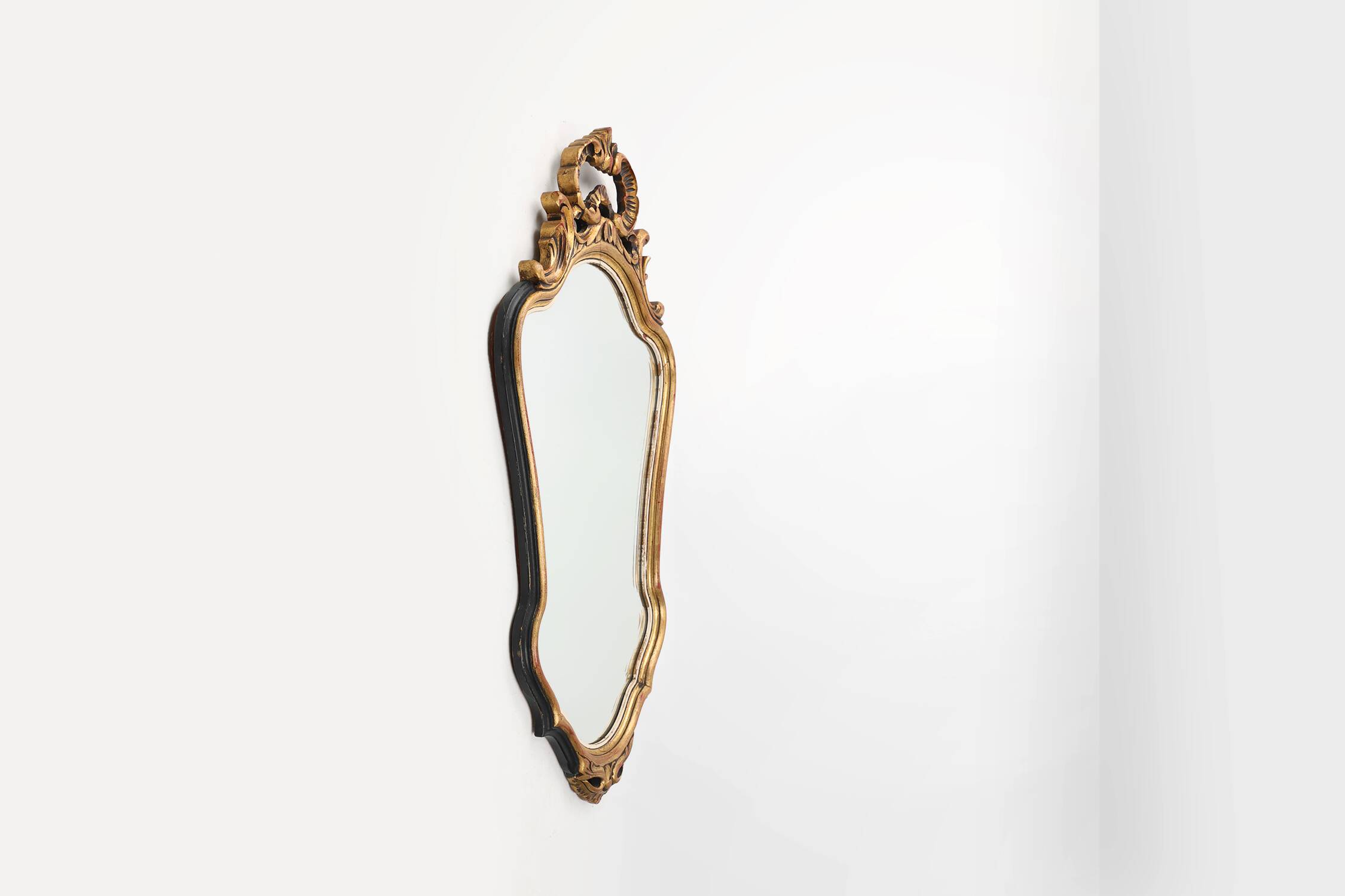 20th Century Baroque style mirror in carved and gilded wood, Belgium