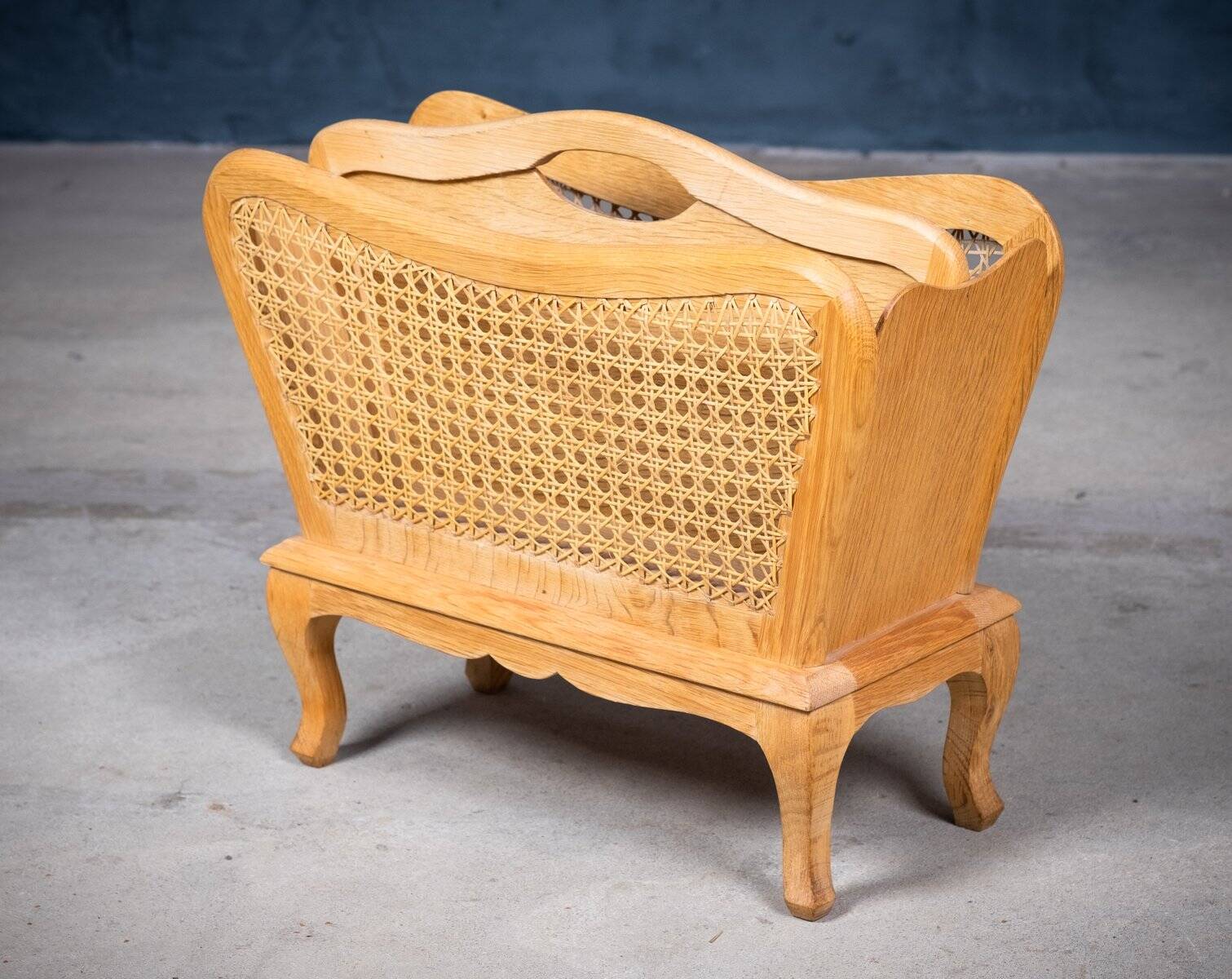 Magazine Rack in Oak and Rush, Denmark, 1960s