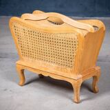 Magazine Rack in Oak and Rush, Denmark, 1960s