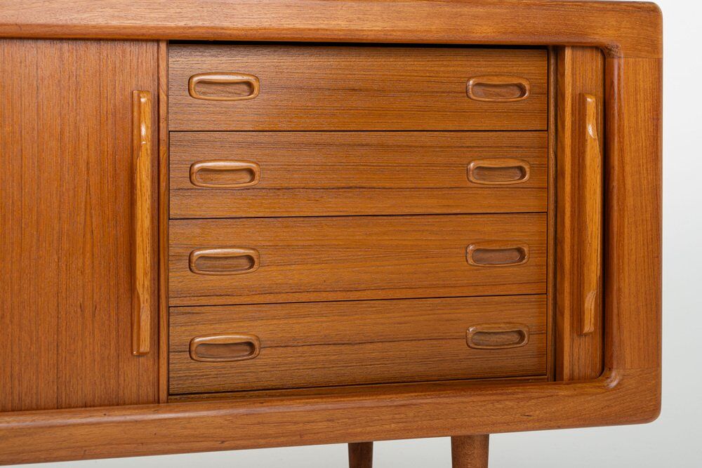 Danish teak sideboard with tambour doors and drawers, 1960s