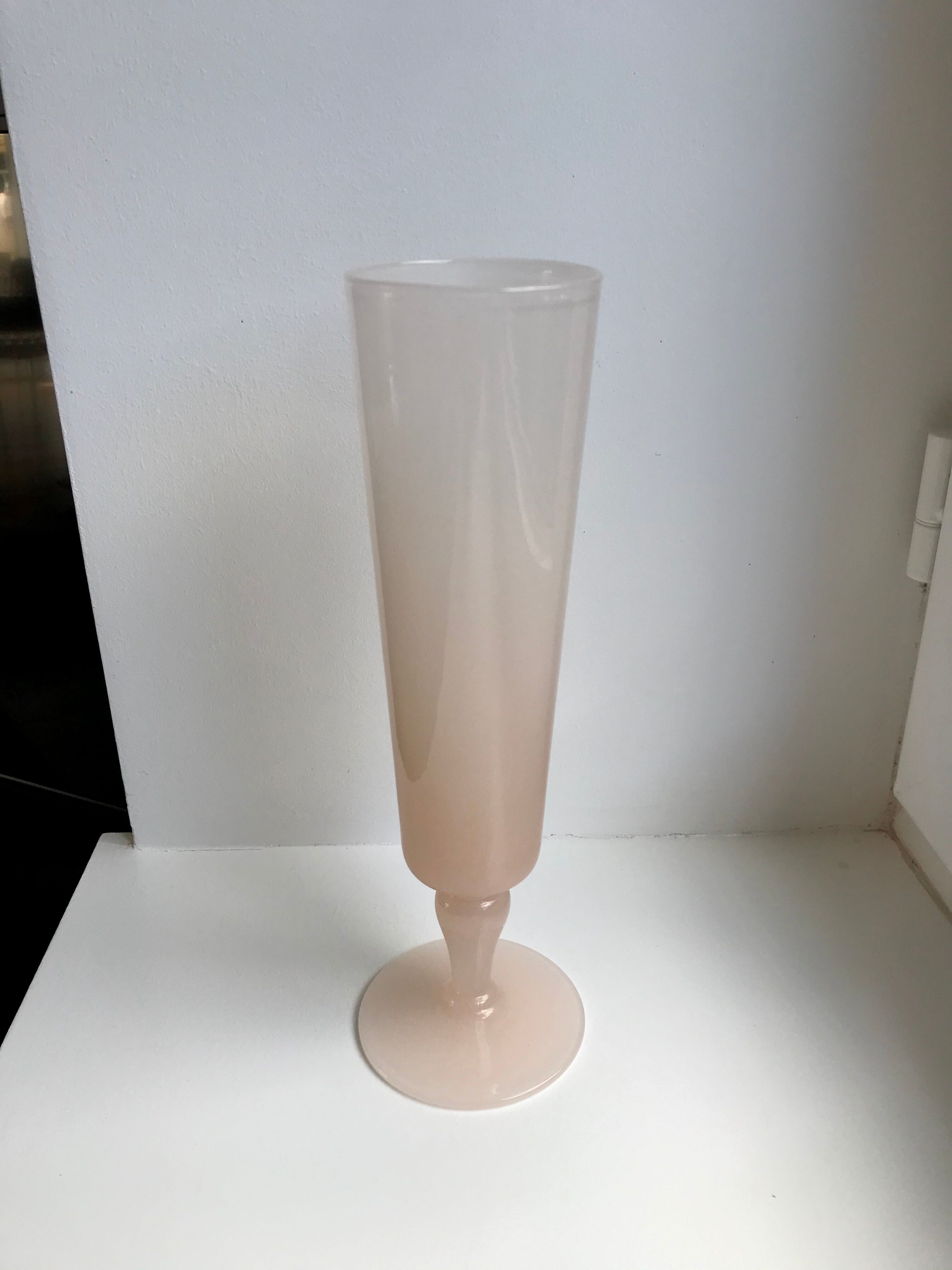 Powder pink opaline vase 60s