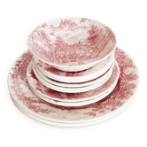 Plates, bowl, saucers, Royal Wessex English porcelain, pink
