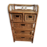 Rattan storage unit. 5 drawers