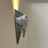 Pair of vintage wall lights, chrome-plated metal, France, 1980